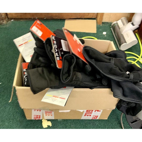 223 - BOX OF APPROXIMATELY 14 MIXED GLOVES INC HEAD, SPYDER TOGTHER WITH A 2PC BULA CONVERTIBLE BALACLAVA