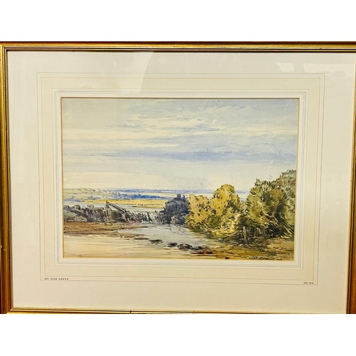 382 - John Callow O.W.S (1822-1878) Landscape with River and Weir. Watercolour 33cm by 54cm Framed and Gla... 