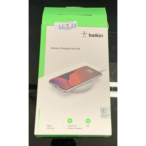 24 - BOXED BELKIN BOOST CHARGE WIRELESS CHARGING PAD 10W