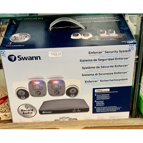 35 - BOXED SWANN ENFORCER SECURITY SYSTEM WITH 4 CAMERAS AND 1TB HARD DRIVE