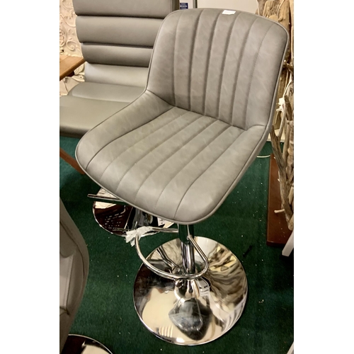 182 - Bayside Furnishings Grey Stitched Gas Lift Bar Stool