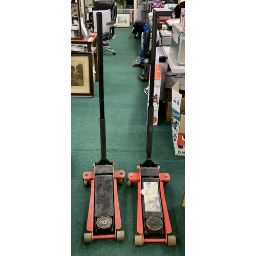 183 - SET OF 2 ARCAN 2750KG TROLLY JACKS BOTH SHOWING SIGNS OF USAGE (ONE WORKING FINE, ONE ONLY ONE PISTO... 