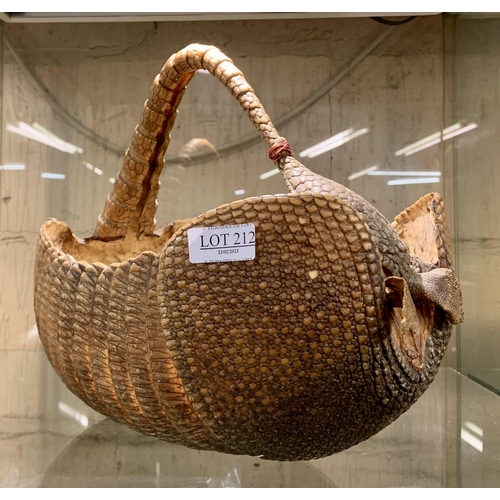 212 - UNUSUAL BASKET MADE FROM AN ARMADILLO SHELL