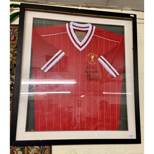 241 - LIVERPOOL FC REPLICA 1984 ROME EUROPEAN CUP FINAL SHIRT -SIGNED 'TO CHRIS BEST WISHES -ALAN KENNEDY'... 