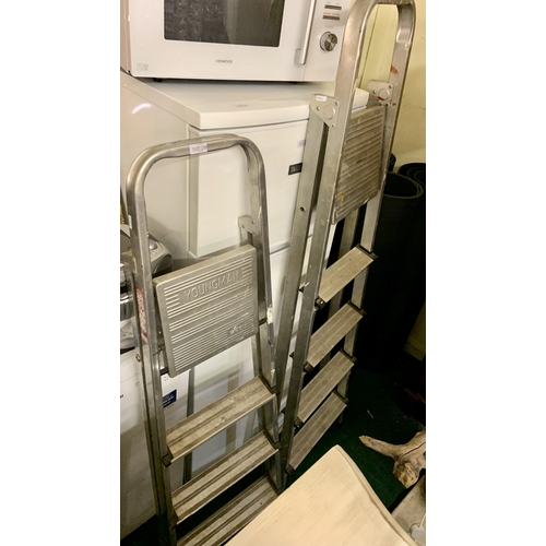 248 - TWO SETS OF ALUMINIUM FRAMED STEP LADDERS