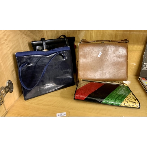 280 - 4X VINTAGE HANDBAGS - (CLUTCH TYPE)