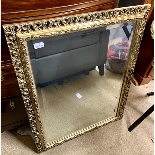 283 - ROCOCO GILT FRAMED RECTANGULAR MIRROR -H: 80 X W:60CMS