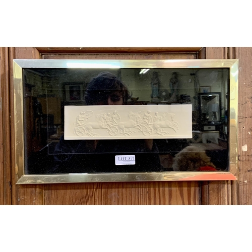 371 - A FRAMED AND GLAZED PARIAN WARE PLAQUE - A REPLICA OF THE ELGIN MARBLES