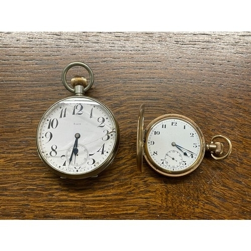 193A - A SILVER PLATED 8 DAY RAILWAY WATCH WITH SUBSIDIARY SECONDS DIAL - CRACKED GLASS & NON WORKING TOGET... 