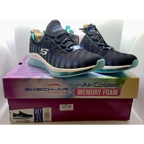 61 - BOXED PAIR OF SKECHERS SKECH AIR TRAINERS WITH AIR COOLED MEMORY FOAM - LADIES UK4 - BLACK OMBRE