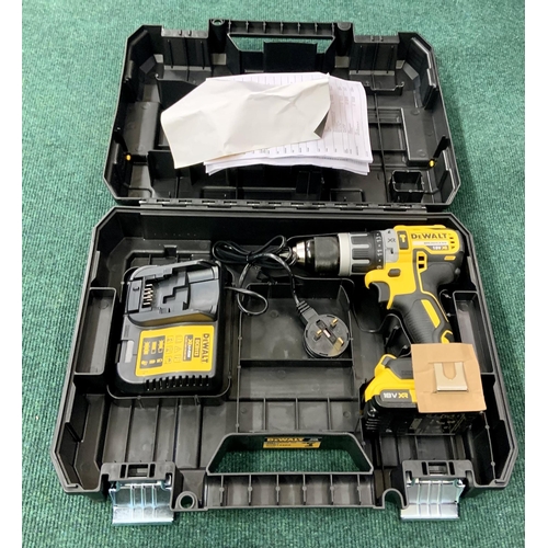 BOXED DEWALT BRUSHLESS 18V XR CORDLESS DRILL WITH CHARGER AND BATTERY