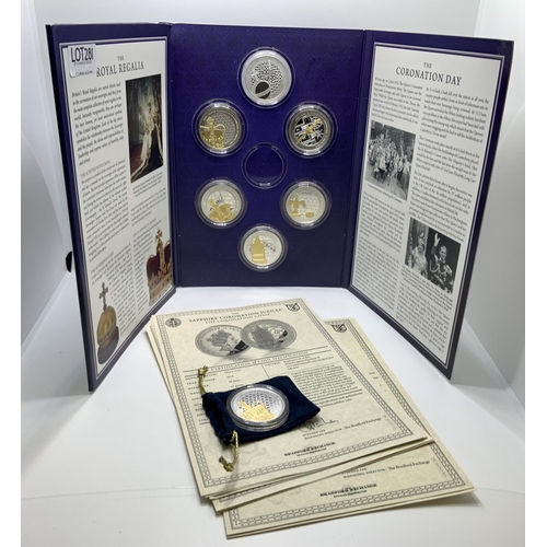 281 - QUEEN ELIZABETH II COMMEMORATIVE SET = SAPPHIRE JUBILEE COIN SET 1953 - 2018 6 COINS, CARDED AND 6 C... 