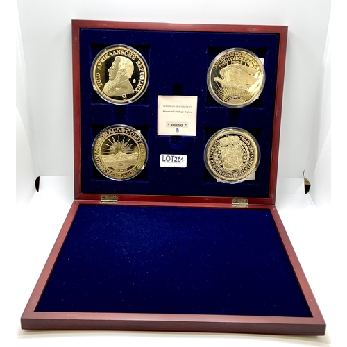 284 - GOLD EAGLE REPLICA 4 COIN SET - 1938 DOUBLE EAGLE, 1621 100 GOLD DUKATEN, 1898 SINGLE 9 POND -SOUTH ... 