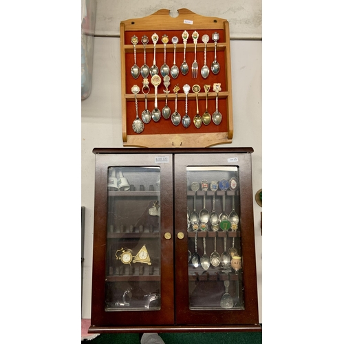 322 - A COLLECTION OF TEA SPOONS - 33 TEA SPOONS INC. 3 BELLS, 2 BRASS CLOCKS ETC.