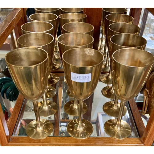 330 - 12 X BRONZE GOBLETS - MARKED TO BASE 'THAILAND'