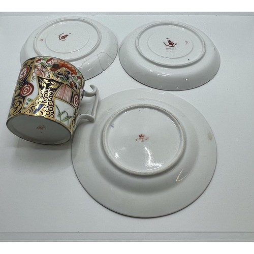 307 - 2 X ROYAL CROWN DERBY SAUCERS, ONE COFFEE CAN AND SIDE PLATE