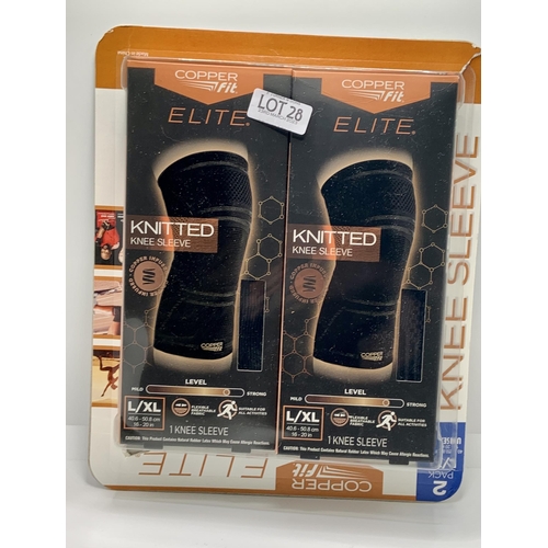 28 - BOXED SET OF 2 COOPER ELITE KNITTED KNEE SLEEVES L/XL