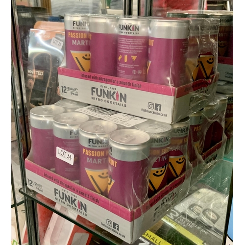 34 - 3X 12 PACK 200ML FUNKIN NITRO COCKTAILS PASSION FRUIT MARTINI 5% (36 CANS)