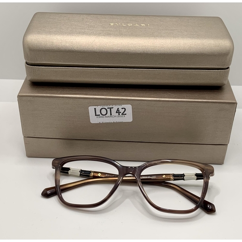 42 - PAIR OF BULGARI SPECTACLE FRAMES WITH DECORATIVE ARMS - 4184-B WITH OUTER BOX AND CASE