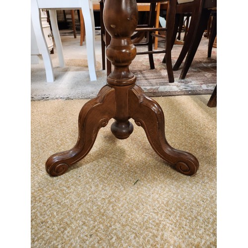 198 - TRIPOD BASE INLAID SIDE TABLE WITH CARVED FEET