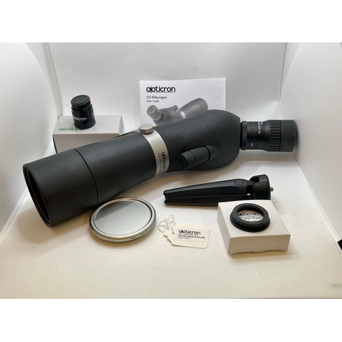 260 - OPTICRON GS665 GA ED SPOTTING SCOPE BOXED WITH ACCESSORIES INCL. SMALL TRIPOD, WATERPROOF CASE, ADAP... 