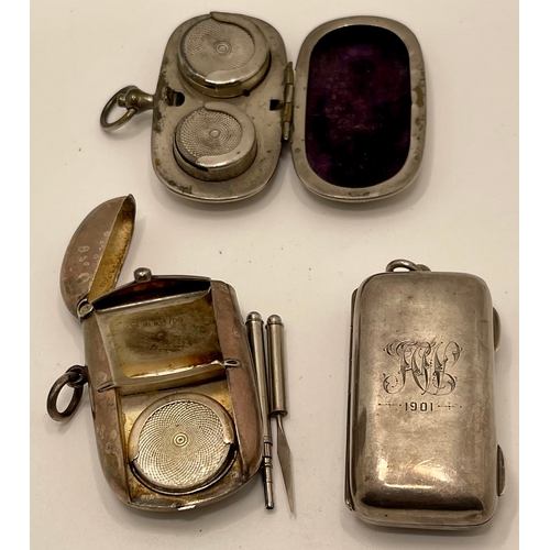 295 - VARIOUS SOVEREIGN CASES - INCL A SPRUNG SILVER CASE - MONOGRAMMED AND DATED TO THE FRONT COVER 1901 ... 