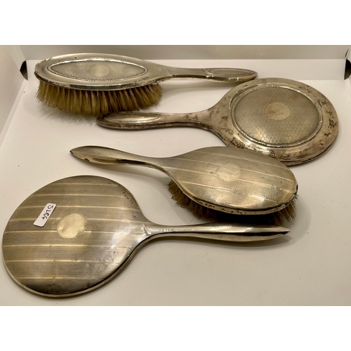 300 - SILVER BRUSHING SETS - A SILVER H/ M HAND MIRROR AND MATCHING BRUSH -H/M CHESTER 1916 JOSEPH & RICHA... 