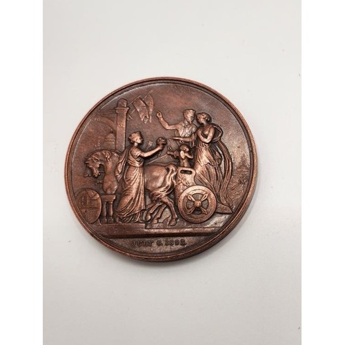 202 - BRONZE VICTORIAN COMMEMORATIVE MEDAL 1893, Great Britain. MARRIAGE OF THE DUKE AND DUCHESS OF YORK. ... 