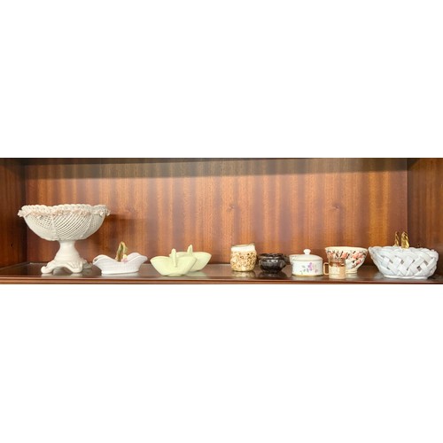 203 - COLLECTION OF CERAMICS INCL VARIOUS BASKETS, CAPODIMONTE WEAVE BASKET, MINIATURE VICTORIAN DOULTON L... 