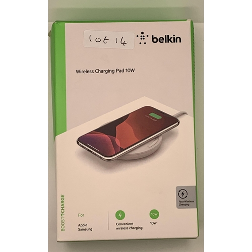 14 - BOXED BELKIN WIRELESS CHARGING PAD 10W