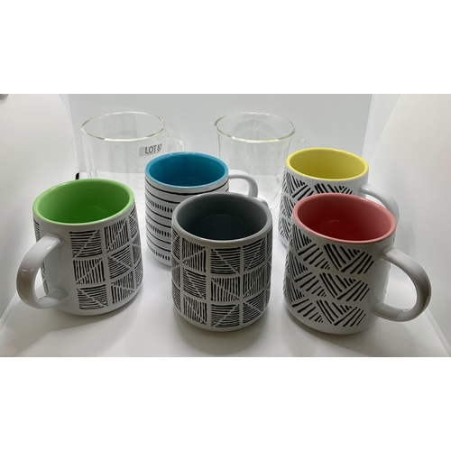 87 - 2X BODUM DOUBLE WALL THERMO MUGS WITH 5 MEAS DECORATIVE MUGS