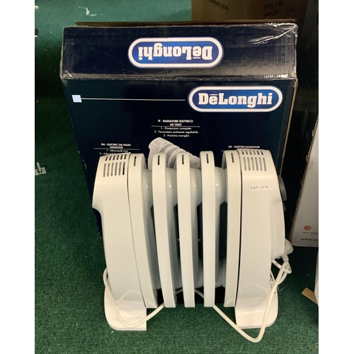 119 - SMALL DELONGHI OIL FILLED RADIATOR -BOXED