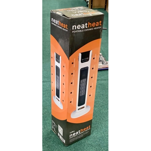 121 - VYBRA NEATHEAT PORTABLE CERAMIC HEATER -BOXED WITH R/C