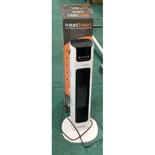 122 - VYBRA NEATHEAT PORTABLE CERAMIC HEATER -BOXED WITH R/C