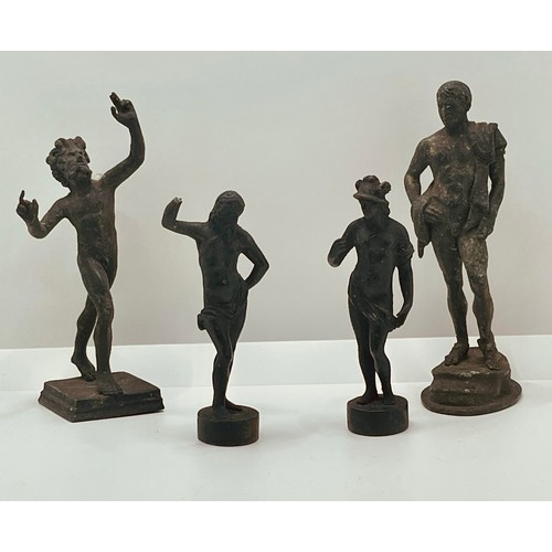 326 - FOUR (4) SMALL ANTIQUE BRONZE FIGURES IN THE GREEK STYLE DEPICTING VARIOUS GODS AND MEN -CLASSICAL S... 