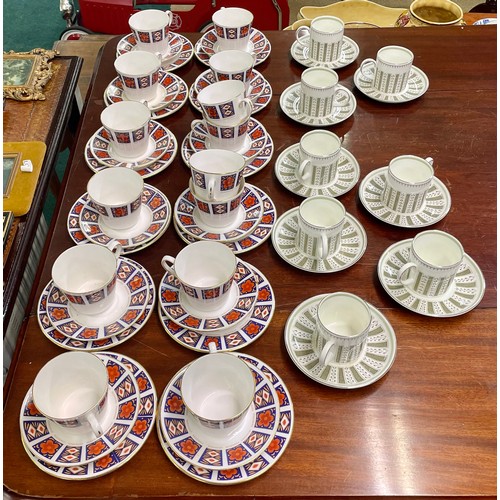 279 - WEDGWOOD SUSIE COOPER DESIGN 'PERSIA' PATTERN COFFEE SET (8 CUPS, 8 SAUCERS) & RIDGWAY 'QUEEN ANNE' ... 