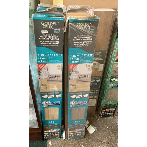 8 X GOLDEN SELECT WATER RESISTANT LAMINATE FLOORING OSLO LIGHT OAK EACH