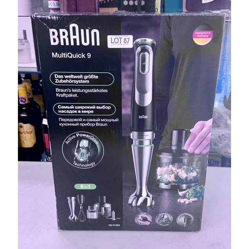 87 - BOXED BRAUN MULTIQUICK 9 HANDHELD BLENDER WITH ACCESSORIES