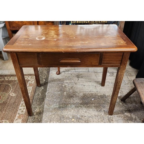 209 - OAK SINGLE DRAWER DESK/TABLE BY ABBESS OFFICE EQUIPMENT (SOME STAINING TO TOP)