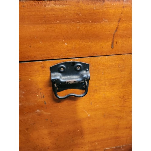 217 - LARGE WOODEN CHEST WITH CARRY HANDLES AND HINGED LOCK