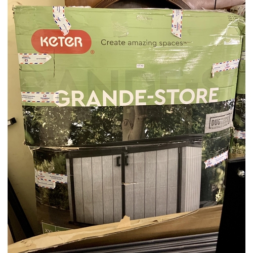 182 - BOXED KETER GRANDE-STORE SHED 132CM HIGH BY 190CM WIDE BY 109CM DEEP