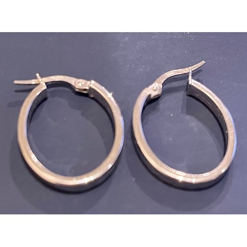 370 - PAIR OF MODERN 14KT ITALIAN WHITE GOLD HOOP EARRINGS - MARKED ‘MILROS’ 1.5GRAMS