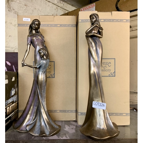 226 - TWO (2) BRONZE ART GALLERY FIGUIRNES - MOTHER & BABY GIRL, MOTHER & DAUGHTER -ALL BOXED -A/NEW