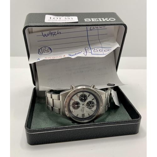 353 - SEIKO KINETIC CHRONOGRAPH WRIST WATCH - 7T32-7F80 BLUE PANDA DIVERS CHRONO ALARM WATCH WITH ORIGINAL... 