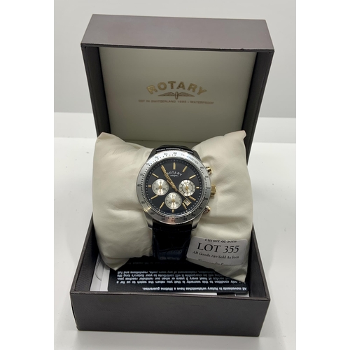 355 - ROTARY GENTS GS03906/04 TACHYMETER CHRONOGRAPH WATCH WITH BOX/PAPERS