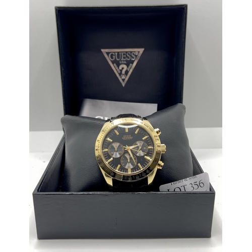 356 - GUESS WATER PRO 100M CHRONOGRAPH ON BLACK LEATHER STRAP WITH BOX