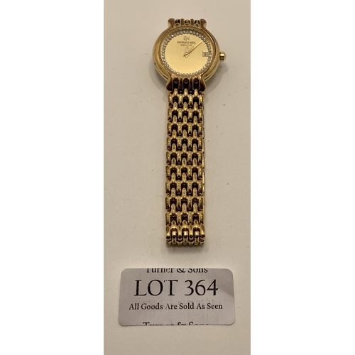 364 - Raymond Weil gold plated and stainless steel ladies bracelet watch, ref. 5349, champagne dial, quart... 