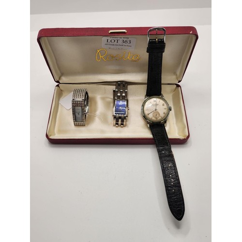 363 - 2X LADIES S/STEEL DKNY BRACELETS WATCHES -CASE NO. 110602A &110008, A GENTS MIRAMAR WRISTWATCH CASE ... 