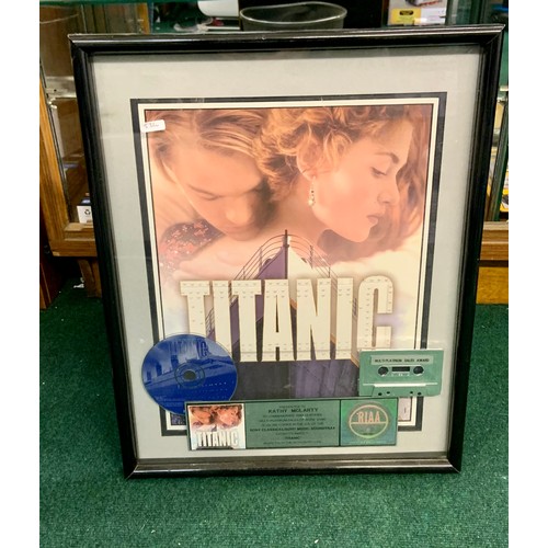 222A - TITANIC PRESENTATION FRAMED FILM POSTER WALL HANGING PRESENTED TO KATHY MCLARTY FOR THE SOUNDTRACK O... 