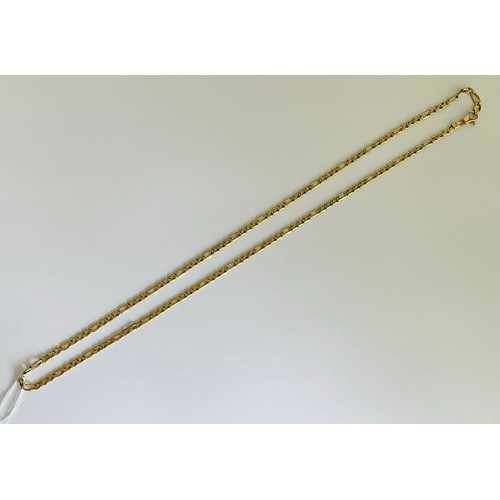 381 - YELLOW GOLD 9CT CONCAVE FIGARO NECKLACE -APPROX. 60CMS - 14.1GRAMS